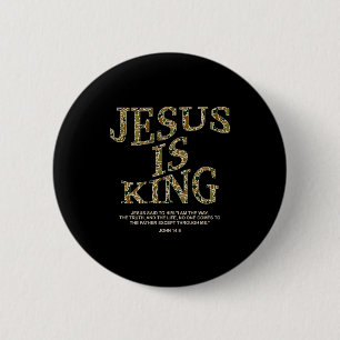 Jesus Is King Camo Christelijk Kruis God Gelof Bij Ronde Button 5,7 Cm