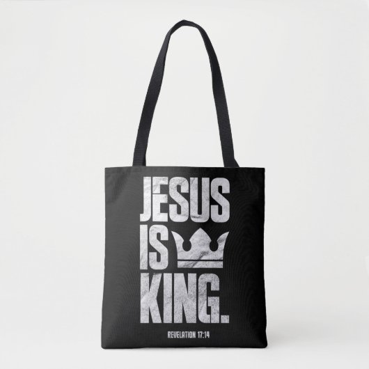 Jesus Is King Christian Bible Scripture Quote Pull Tote Bag (Voorkant)