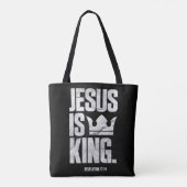 Jesus Is King Christian Bible Scripture Quote Pull Tote Bag (Achterkant)