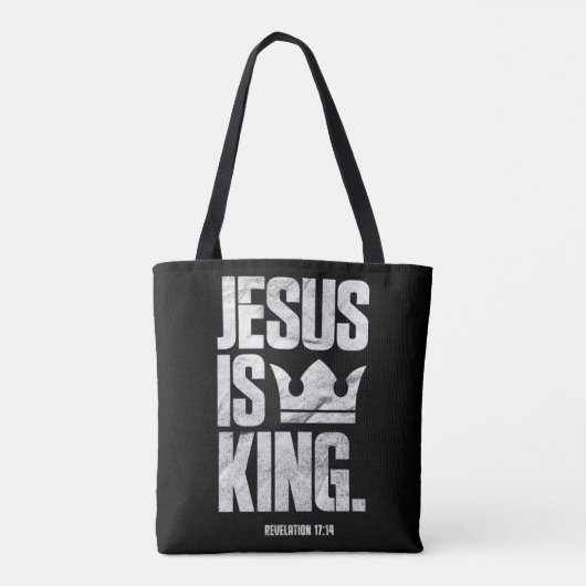 Jesus Is King Christian Bible Scripture Quote Pull Tote Bag (Achterkant)