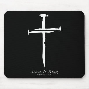 Jesus is King Funny Kruisnagels Christelijk Muismat