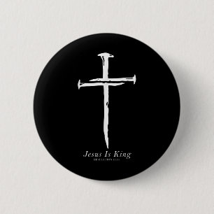 Jesus is King Funny Kruisnagels Christelijk Ronde Button 5,7 Cm