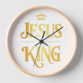 Jesus Is King Gouden Kroon Minimalistische Wandklo (Voorkant)