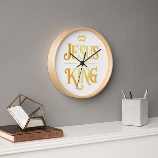 Jesus Is King Gouden Kroon Minimalistische Wandklo (Kantoor)
