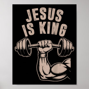 Jesus Is King Halter Cross Funny Christelijke Work Poster