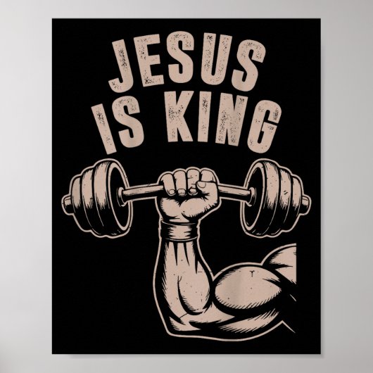 Jesus Is King Halter Cross Funny Christelijke Work Poster (Voorkant)