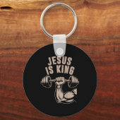 Jesus Is King Halter Cross Funny Christelijke Work Sleutelhanger (Voorkant)