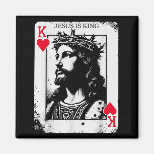 Jesus is king kaart christelijke koning van harten magneet