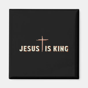 Jesus Is King Kruis God Christelijke Grafiek  Magneet