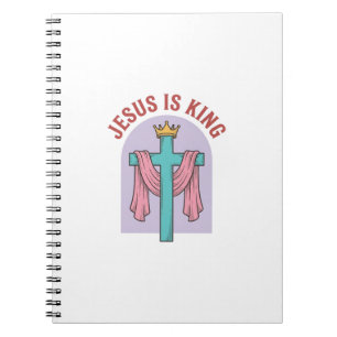 Jesus Is King Kruis Kroon Vintage Christelijk T-Sh Notitieboek