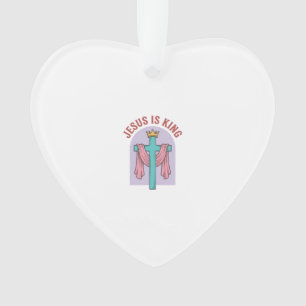 Jesus Is King Kruis Kroon Vintage Christelijk T-Sh Ornament