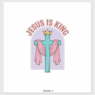 Jesus Is King Kruis Kroon Vintage Christelijk T-Sh Sticker