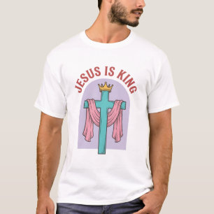 Jesus Is King Kruis Kroon Vintage Christelijk T-Sh T-shirt