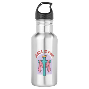 Jesus Is King Kruis Kroon Vintage Christelijk T-Sh Waterfles
