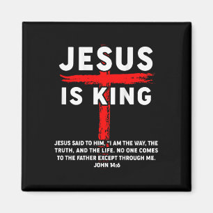 Jesus Is King Mannen Vrouwen Christelijk Cross Boy Magneet