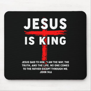 Jesus Is King Mannen Vrouwen Christelijk Cross Boy Muismat