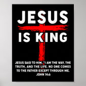 Jesus Is King Mannen Vrouwen Christelijk Cross Boy Poster (Voorkant)