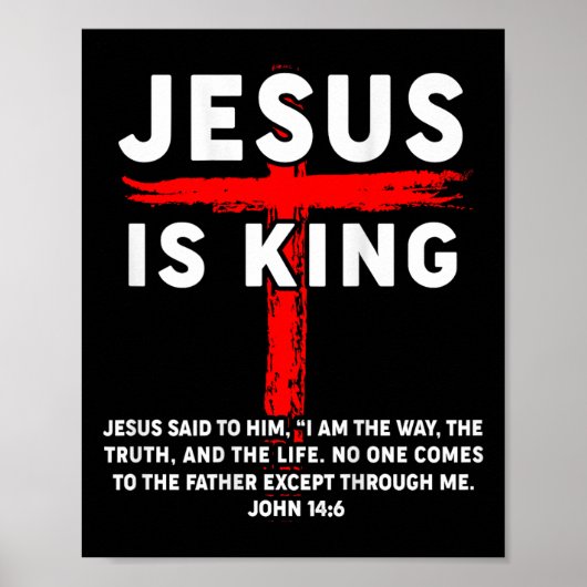 Jesus Is King Mannen Vrouwen Christelijk Cross Boy Poster (Voorkant)