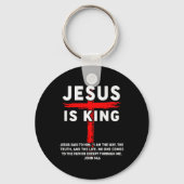 Jesus Is King Mannen Vrouwen Christelijk Cross Boy Sleutelhanger (Voorkant)
