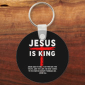 Jesus Is King Mannen Vrouwen Christelijk Cross Boy Sleutelhanger (Voorkant)