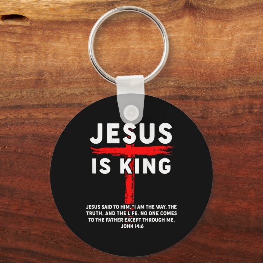 Jesus Is King Mannen Vrouwen Christelijk Cross Boy Sleutelhanger (Voorkant)