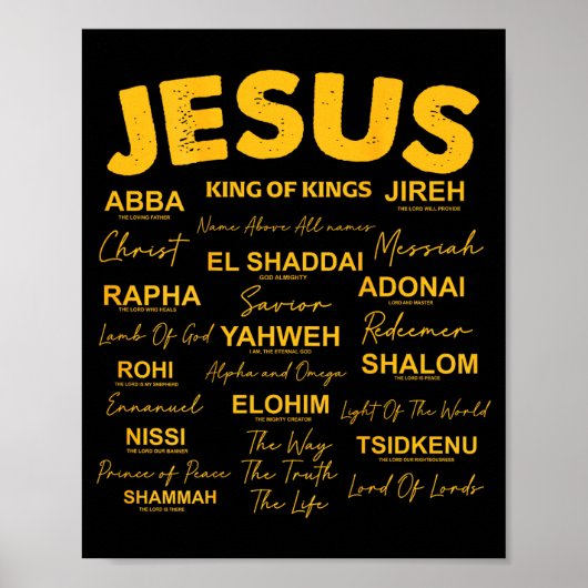 Jesus Is King Names Of God Hebrew Jesus Christian  Poster (Voorkant)
