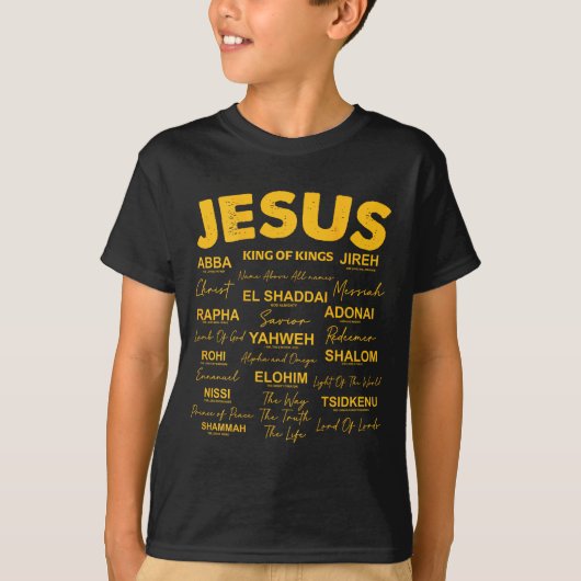 Jesus Is King Names Of God Hebrew Jesus Christian T-shirt (Voorkant)