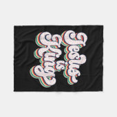 Jesus Is King Retro Geloofsverklaring Design  Fleece Deken (Voorkant (Horizontaal))