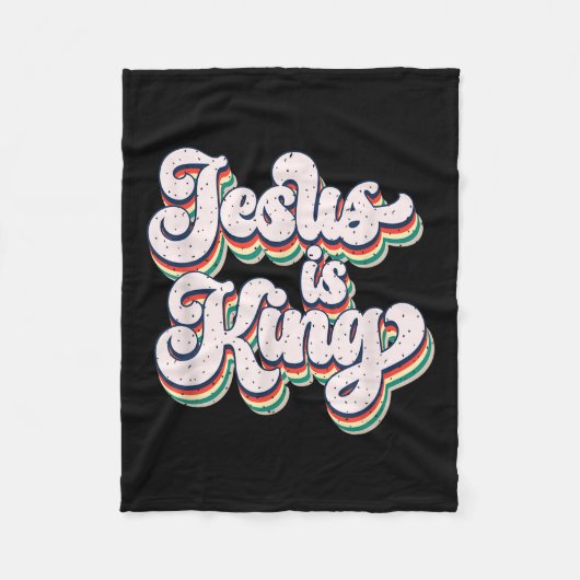 Jesus Is King Retro Geloofsverklaring Design  Fleece Deken (Voorkant)