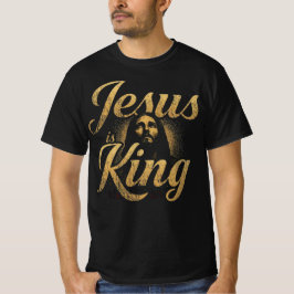 Jesus Is King Vet Gouden Christelijke Typografie T-shirt