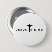 Jesus Is King Zwarte Tekst Ronde Button 7,6 Cm (Voorkant /achterkant)