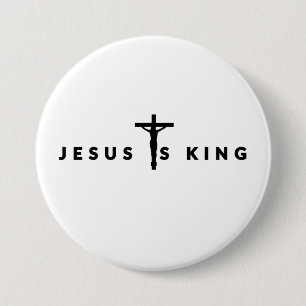 Jesus Is King Zwarte Tekst Ronde Button 7,6 Cm