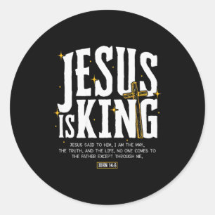 Jesus Is Koning Bijbelvers Johannes 14_6 Christeli Ronde Sticker