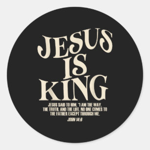 Jesus Is Koning Bijbelvers John 14_6 Christelijke Ronde Sticker