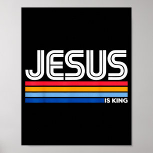 Jesus Is Koning Christelijk Kruis God Geloven Bijb Poster