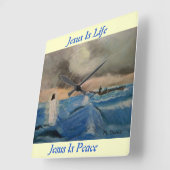 Jesus Is Life… Jesus Is Peace Wall Clock Vierkante Klok (Hoek)