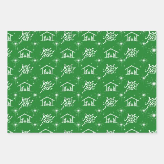 Jesus Is Lord Christmas Christelijke Retro jaren 7 Inpakpapier Vel (Voorkant 2)