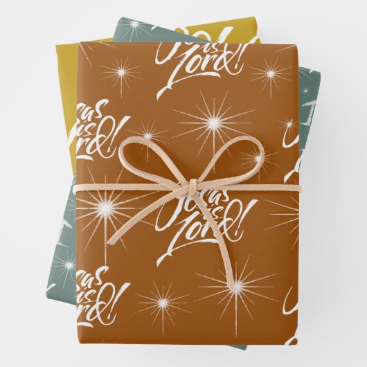 Jesus Is Lord Christmas Christelijke Retro jaren 7 Inpakpapier Vel (In situ)