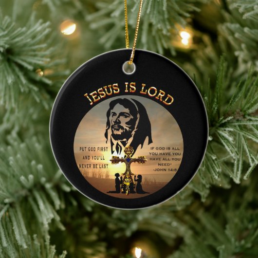 Jesus Is Lord Keramisch Ornament (Boom)
