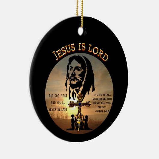 Jesus Is Lord Keramisch Ornament (Rechts)