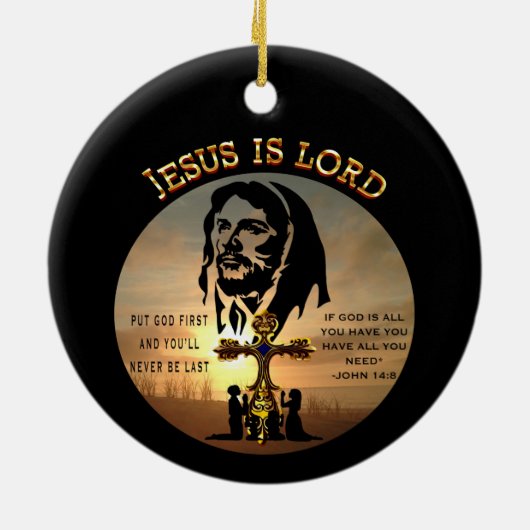 Jesus Is Lord Keramisch Ornament (Achterkant)