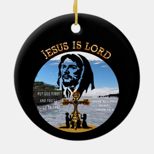 Jesus Is Lord Keramisch Ornament (Achterkant)