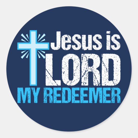 Jesus is Lord My Redeemer Christelijke Kruiskerk Ronde Sticker (Voorkant)