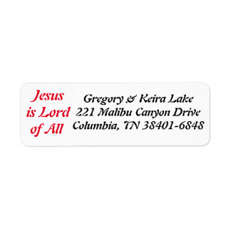 Jesus is Lord of All Return Address Label
