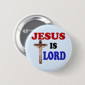 JESUS IS LORD RONDE BUTTON 5,7 CM (Voorkant /achterkant)