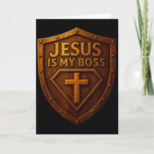 Jesus Is Mijn Baas Christelijk Schild Superheld _1 Kaart