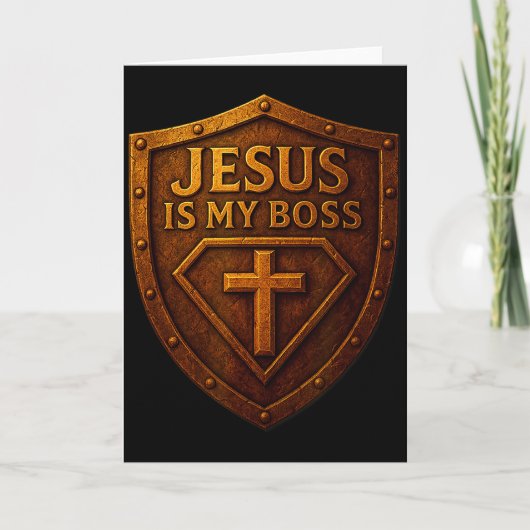 Jesus Is Mijn Baas Christelijk Schild Superheld _1 Kaart (Voorkant)