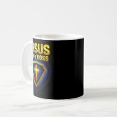 Jesus Is Mijn Baas Christelijk Schild Superheld _5 Koffiemok (Voorkant links)