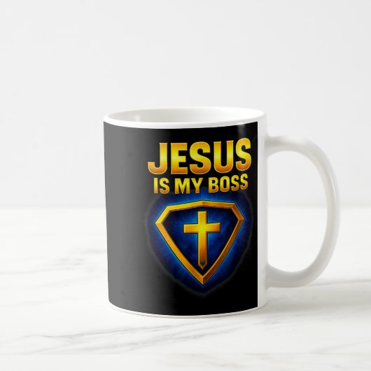 Jesus Is Mijn Baas Christelijk Schild Superheld _5 Koffiemok (Rechts)