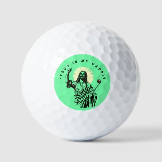 Jesus is mijn caddie Christelijke Humor Funny Gree Golfballen (Voorkant)